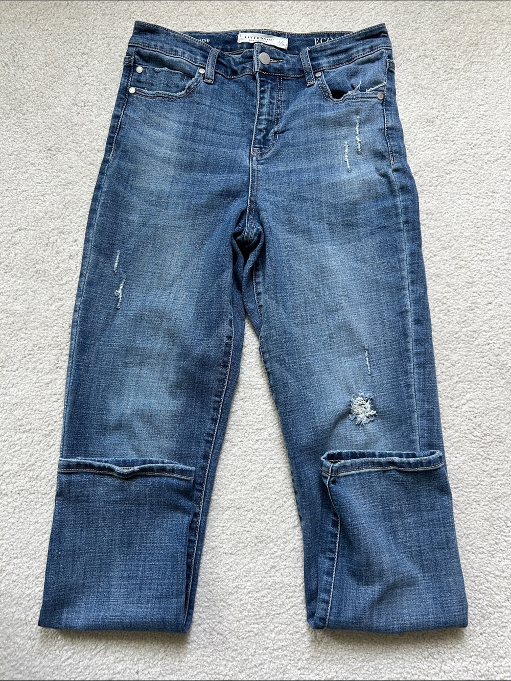 Liverpool Jeans Company Dark Blue Distressed Jeans, Size 6